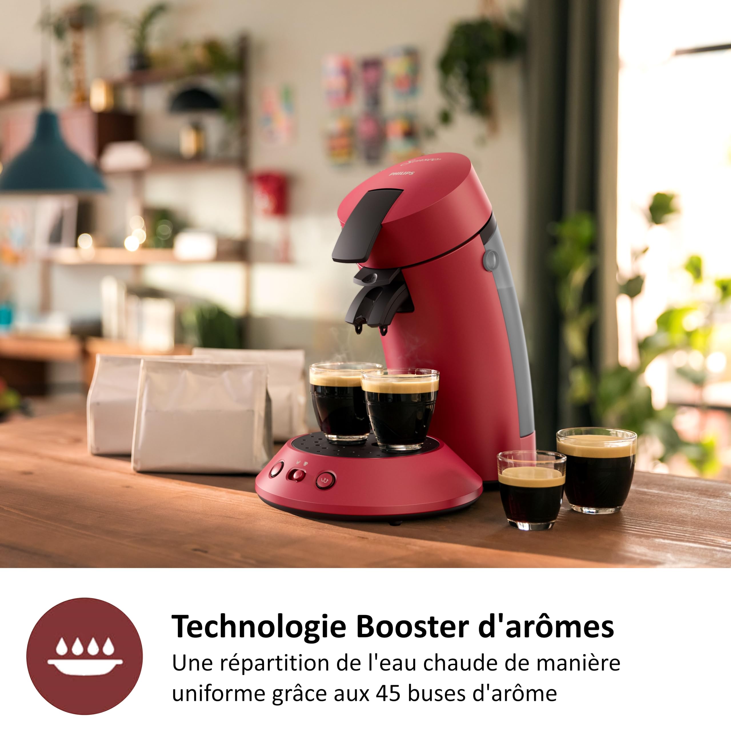 Machine à Café Dosettes SENSEO Original Plus Rouge CSA210/91 – Crema Plus & Boost